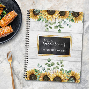 Rustic Sunflower Barn Wood Country Recipe Book