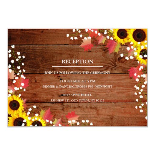 Image of Rustic Sunflower Barn Wood Wedding Reception Cards