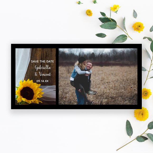 Rustic Sunflower Barn Wood Wedding Save the Date (Creator Uploaded)