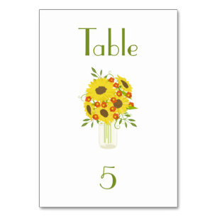 Rustic Sunflower Beauty Wedding Table Number