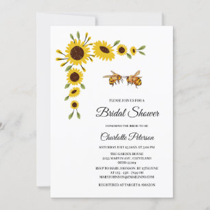Rustic Sunflower & Bee Bridal Shower Invitation
