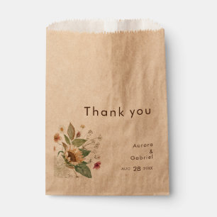 Rustic Sunflower Beige Modern Wedding Favour Bag