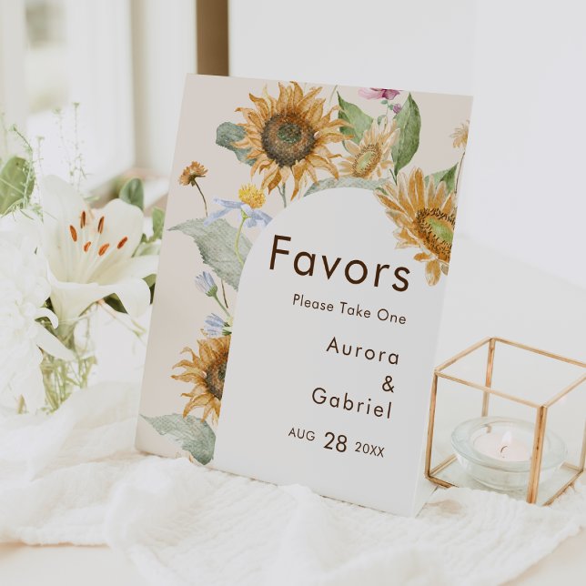 Rustic Sunflower Beige Wedding Favours Sign (Creator Uploaded)
