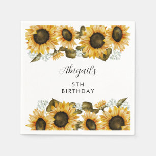Rustic Sunflower Birthday Party Napkin