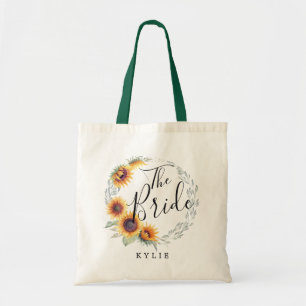Rustic Sunflower Bloom Bride Tote Bag