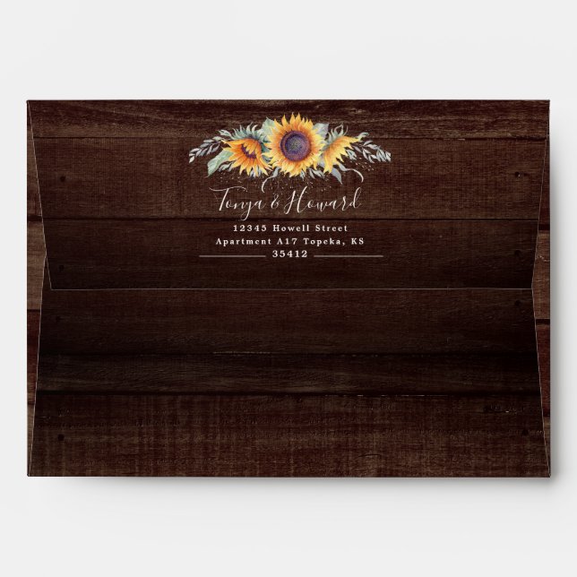 Rustic Sunflower Bloom Countryside Envelope (Back (Top Flap))