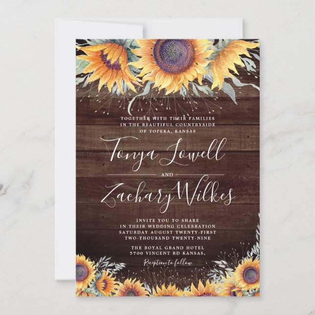 Rustic Sunflower Bloom Countryside Wedding Invite (Front)