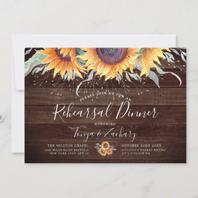 Rustic Sunflower Bloom | Rehearsal Dinner Invitation (Front)
