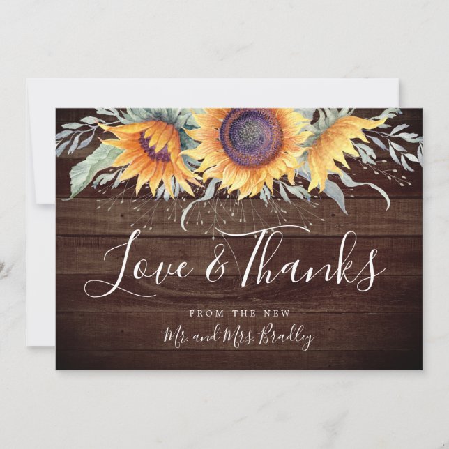 Rustic Sunflower Bloom | Thank You Card (Front)