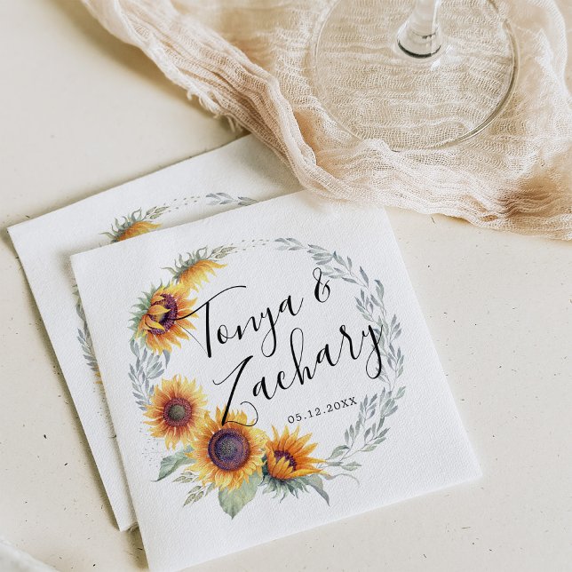 Rustic Sunflower Bloom | Wedding Napkin (Creator Uploaded)