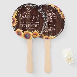 Rustic Sunflower Bloom | Wedding Program Hand Fan