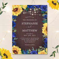 Rustic Sunflower Blue Floral Lights Wedding