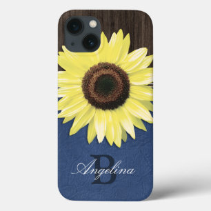 Rustic Sunflower Blue Personalised iPad Air Case