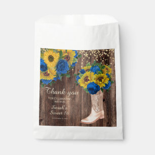 Rustic Sunflower Blue Roses Boots Sweet 16 Favour Bags