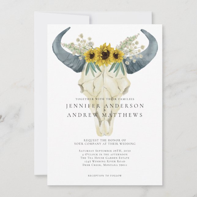 Rustic Sunflower Bohemian Country Wedding  Invitation (Front)