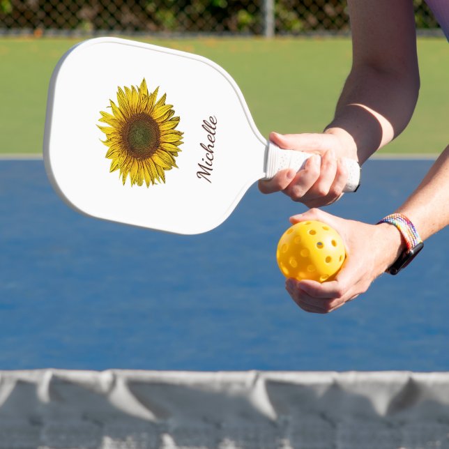 Rustic Sunflower Boho Botanical Personalized Pickleball Paddle (Insitu)
