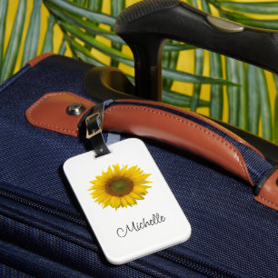 Rustic Sunflower Botanical Garden Luggage Tag
