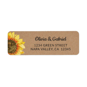 Rustic sunflower. Botanical wedding address