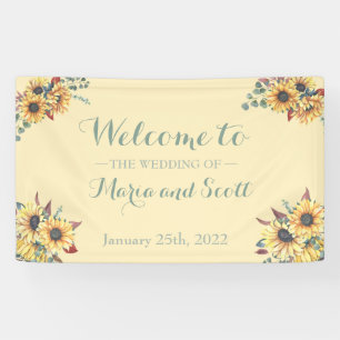 Rustic Sunflower Botanical Wedding Banner