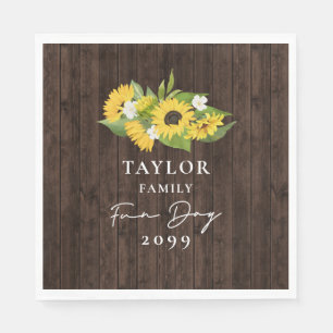 Rustic Sunflower Bouquet Family Fun Day Napkin