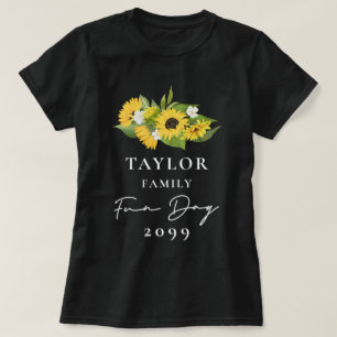Rustic Sunflower Bouquet Family Reunion Black T-Shirt