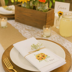 Rustic Sunflower Bouquet Napkin