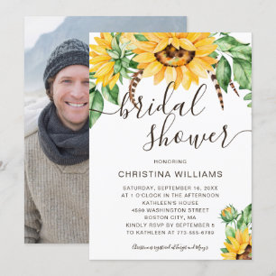 Rustic Sunflower Bouquet Photo Bridal Shower Invitation