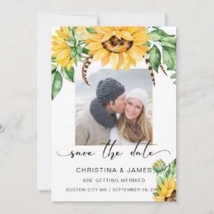 Rustic Sunflower Bouquet Photo Script Save The Date
