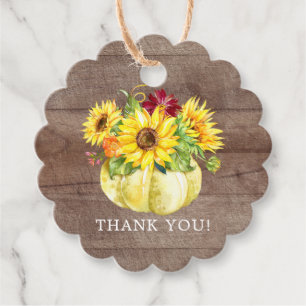 Rustic Sunflower Bouquet Pumpkin Thank You Favour Favour Tags