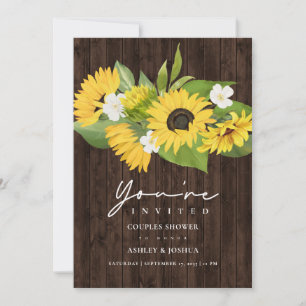 Rustic Sunflower Bouquet Wedding Couples Shower Invitation
