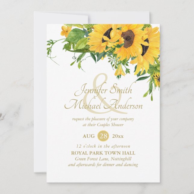 Rustic Sunflower Bridal Shower Ampersand Couples (Front)