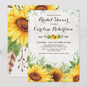 Rustic Sunflower Bridal Shower Floral Invite