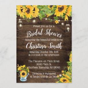 Rustic Sunflower Bridal Shower Invitaitons Invitation