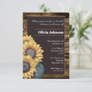Rustic Sunflower Bridal Shower Invitation
