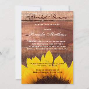Rustic Sunflower Bridal Shower Invitation