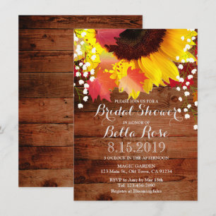Rustic Sunflower Bridal Shower Invitations