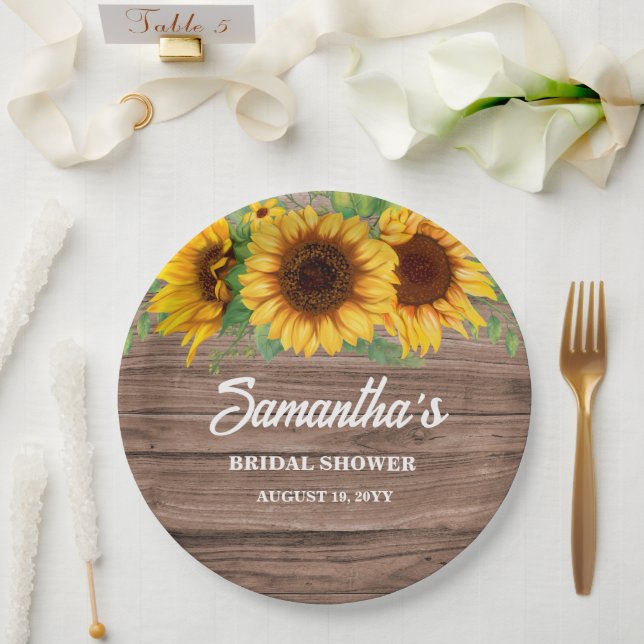 Rustic Sunflower Bridal Shower  Paper Plate (Wedding)