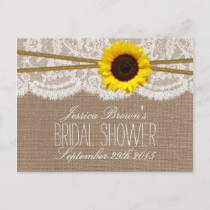 Rustic Sunflower Bridal Shower Recipe Cards