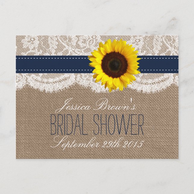 Rustic Sunflower Bridal Shower Recipe Cards (Front)