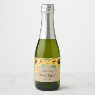 Rustic Sunflower Bridal Shower Sparkling Wine Labe Sparkling Wine Label
