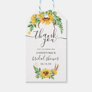 Rustic Sunflower Bridal Shower Thank You Favour Gift Tags