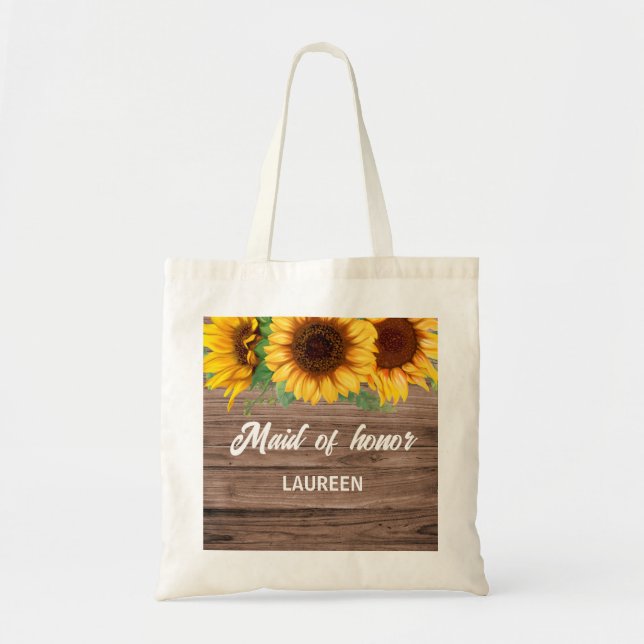 Rustic Sunflower Bridesmaids gift  Tote Bag (Front)