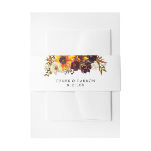 Rustic Sunflower, Burgundy, & Purple Floral 3 Invitation Belly Band