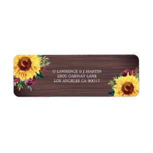 Rustic Sunflower Burgundy Rose Wood