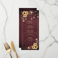 Rustic Sunflower Burgundy Wood Floral Wedding