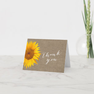 Rustic Sunflower Burlap Baby Shower Thank You Card