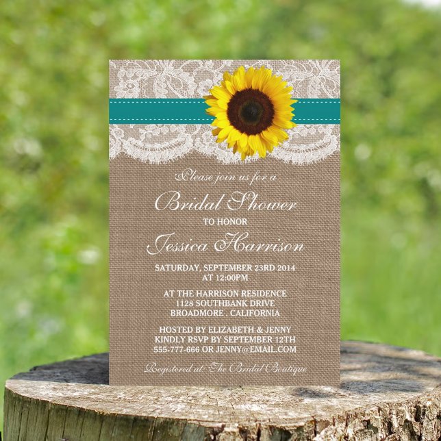 Rustic Sunflower, Burlap & Lace Bridal Shower Invitation (Creator Uploaded)