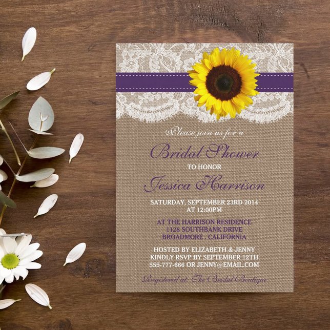 Rustic Sunflower, Burlap & Lace Bridal Shower Invitation (Creator Uploaded)