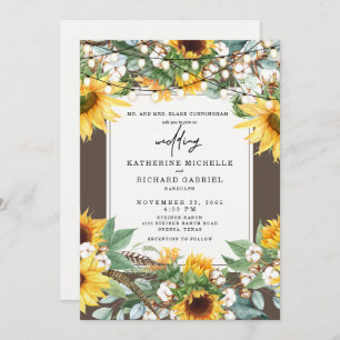 Rustic Sunflower Burst String Lights Parents Invitation