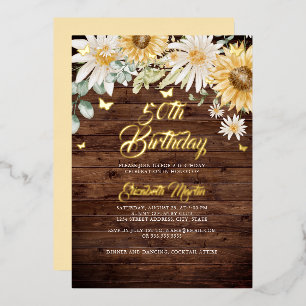 Rustic Sunflower Butterfly 50th Birthday Party